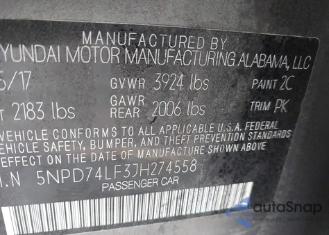 2018 Hyundai Elantra Se z USA, uszkodzony, nr VIN 5NPD74LF3JH274558